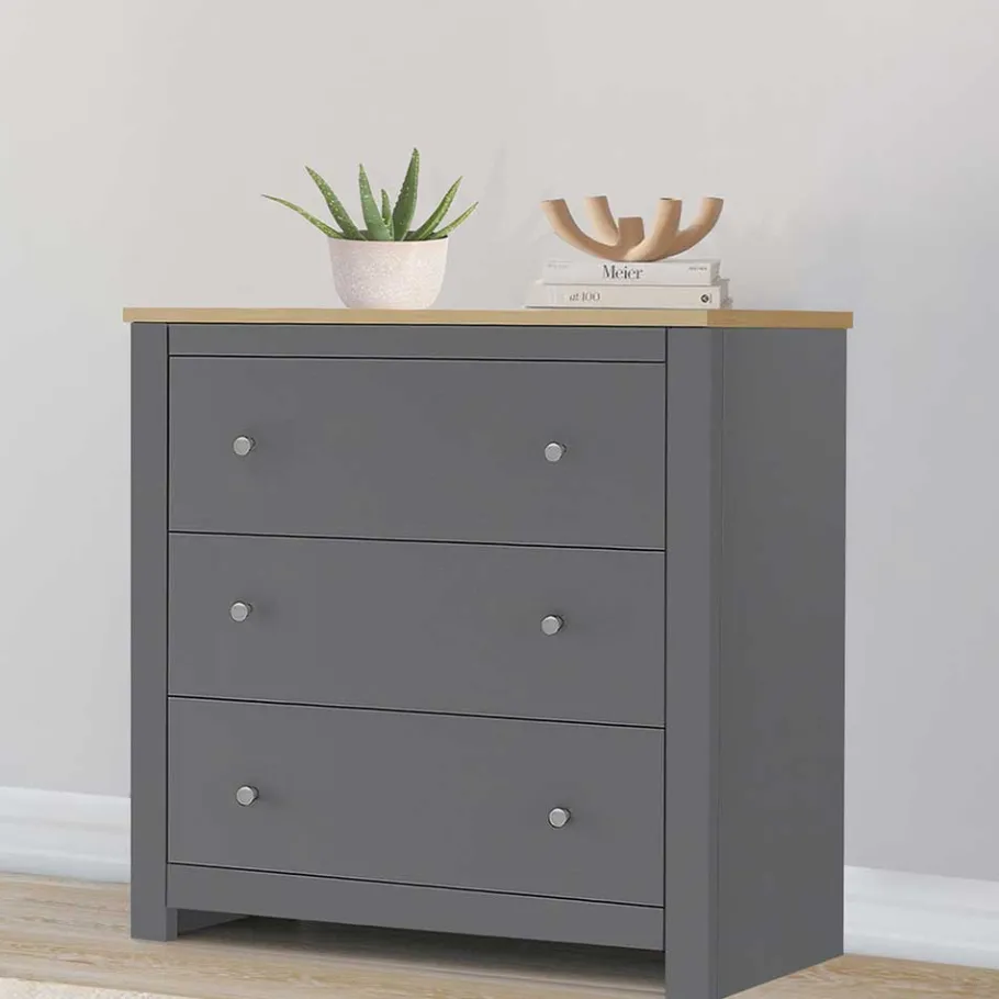 Wohnen Scandi Chic Kommode in Grau mit Eiche - Donia