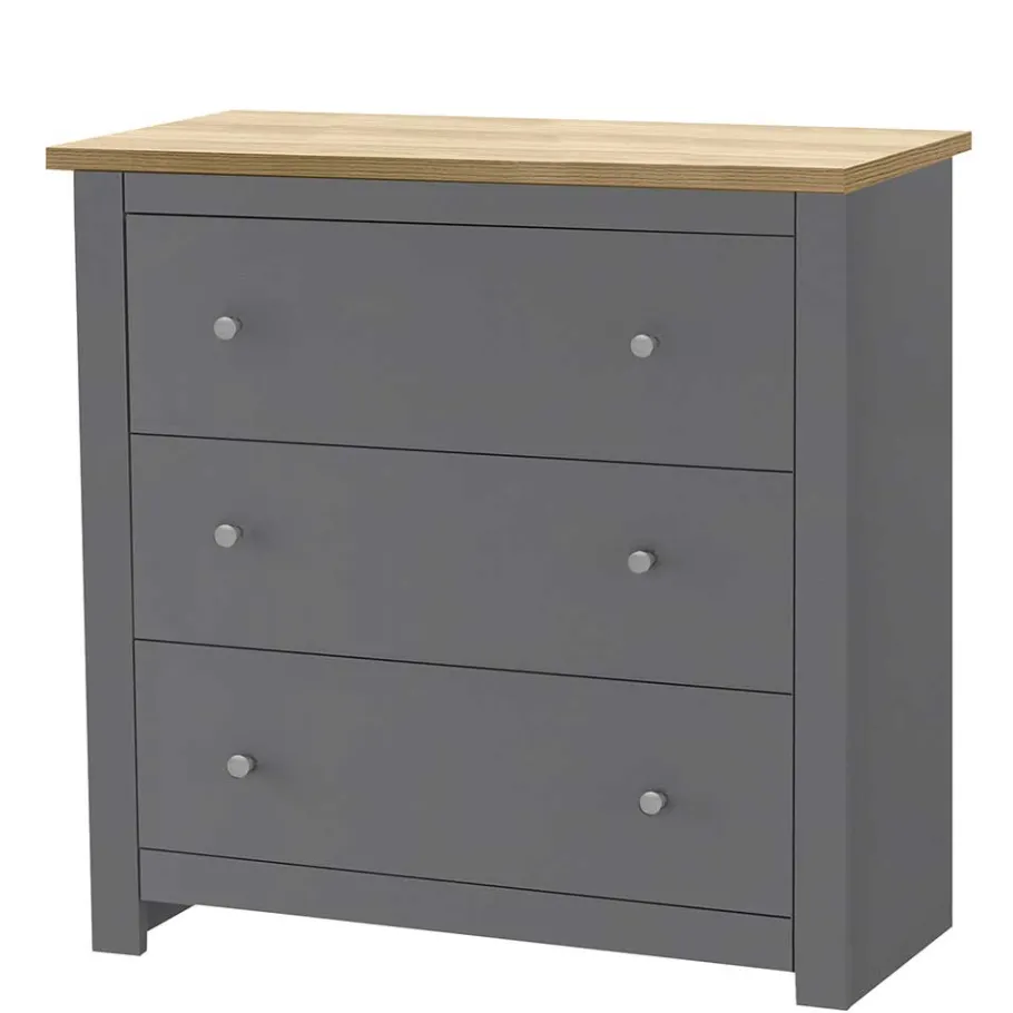 Wohnen Scandi Chic Kommode in Grau mit Eiche - Donia