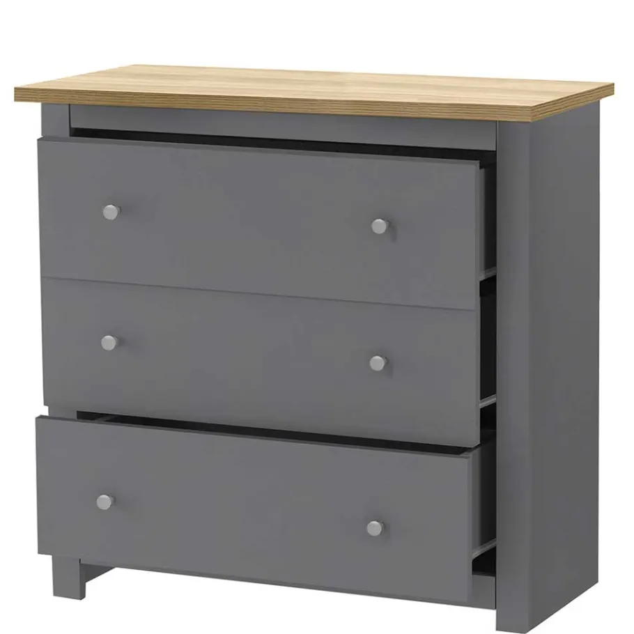Wohnen Scandi Chic Kommode in Grau mit Eiche - Donia