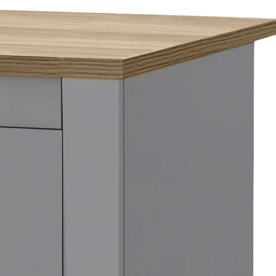 Discount Wohnen Scandi Chic Nachtkommode in Grau mit Eiche - Donia