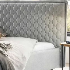 Sale Wohnen Scandi Chic Polsterbett in Grau und Anthrazit - Melcian