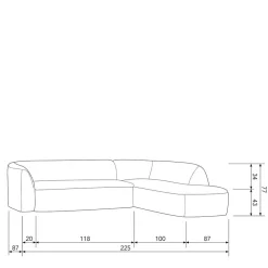 Hot Wohnen Scandi Chic Polsterecke in Offwhite Chenille - Utperio