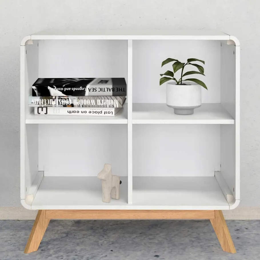 Wohnen Scandi Chic Regal in Weiß mit Eiche - Kolreva