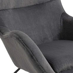 Discount Wohnen Scandi Chic Schaukelstuhl in Dunkelgrau Plüsch - Sotrigo