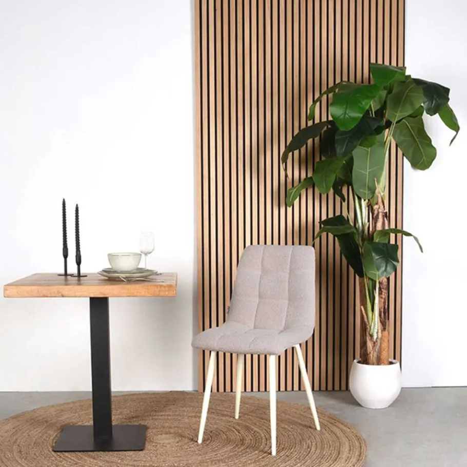 Clearance Wohnen Scandi Chic Stuhl in Beigegrau und Weiß - Shivan