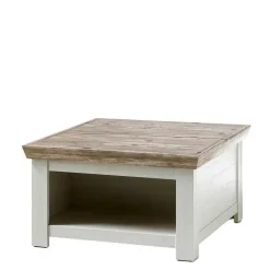 Discount Wohnen Scandi Chic Truhentisch in 86x86 cm Nedita Weiß & Pinie Shabby