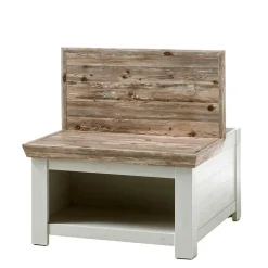Discount Wohnen Scandi Chic Truhentisch in 86x86 cm Nedita Weiß & Pinie Shabby