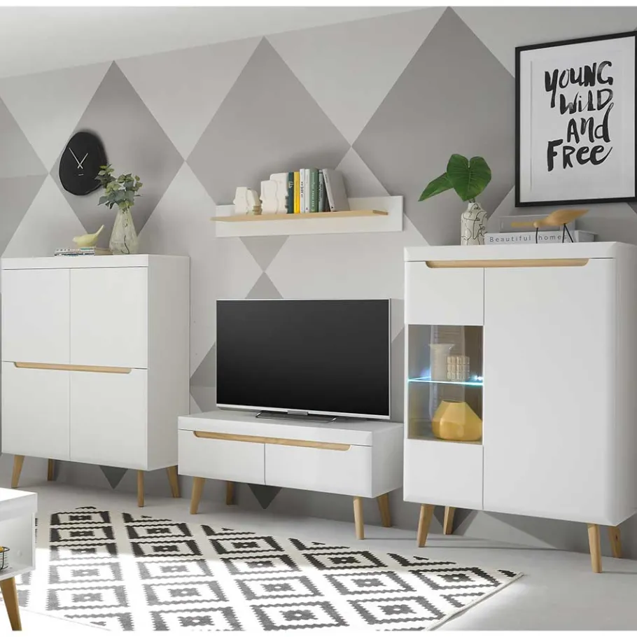 Sale Wohnen Scandi Chic TV Wohnwand Möbel - Ginko (vierteilig)