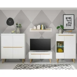 Sale Wohnen Scandi Chic TV Wohnwand Möbel - Ginko (vierteilig)
