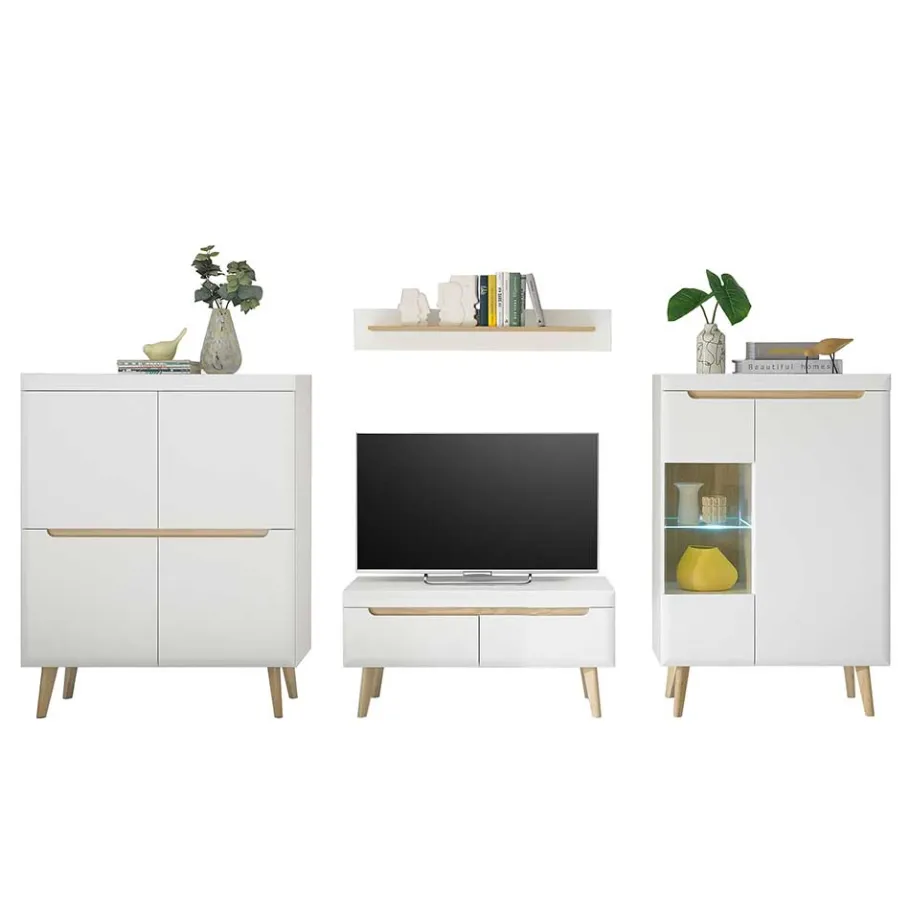 Sale Wohnen Scandi Chic TV Wohnwand Möbel - Ginko (vierteilig)