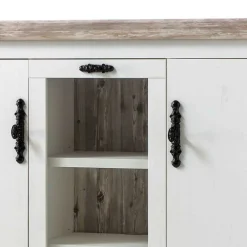 Hot Wohnen Scandi Landhaus Highboard in Weiß Pinie Shabby Nedita 140 cm breit