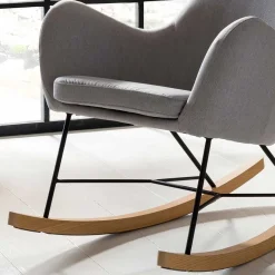 Clearance Wohnen Scandi Schaukelstuhl mit grauem Stoff - Karin