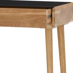 Discount Wohnen Scandi Schreibtisch mit Schwarzglas Platte - Floyda