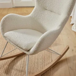 Best Wohnen Schaukelsessel in Weiß Lammfell Optik - Lysandro