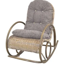 Best Wohnen Schaukelstuhl aus graubraunem Rattan Geflecht - Tulima