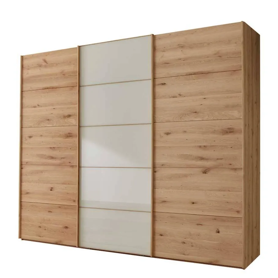 Clearance Wohnen Schiebetüren-Kleiderschrank in Beige Glas - Nikoba