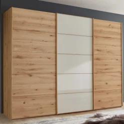 Clearance Wohnen Schiebetüren-Kleiderschrank in Beige Glas - Nikoba