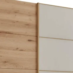 Clearance Wohnen Schiebetüren-Kleiderschrank in Beige Glas - Nikoba