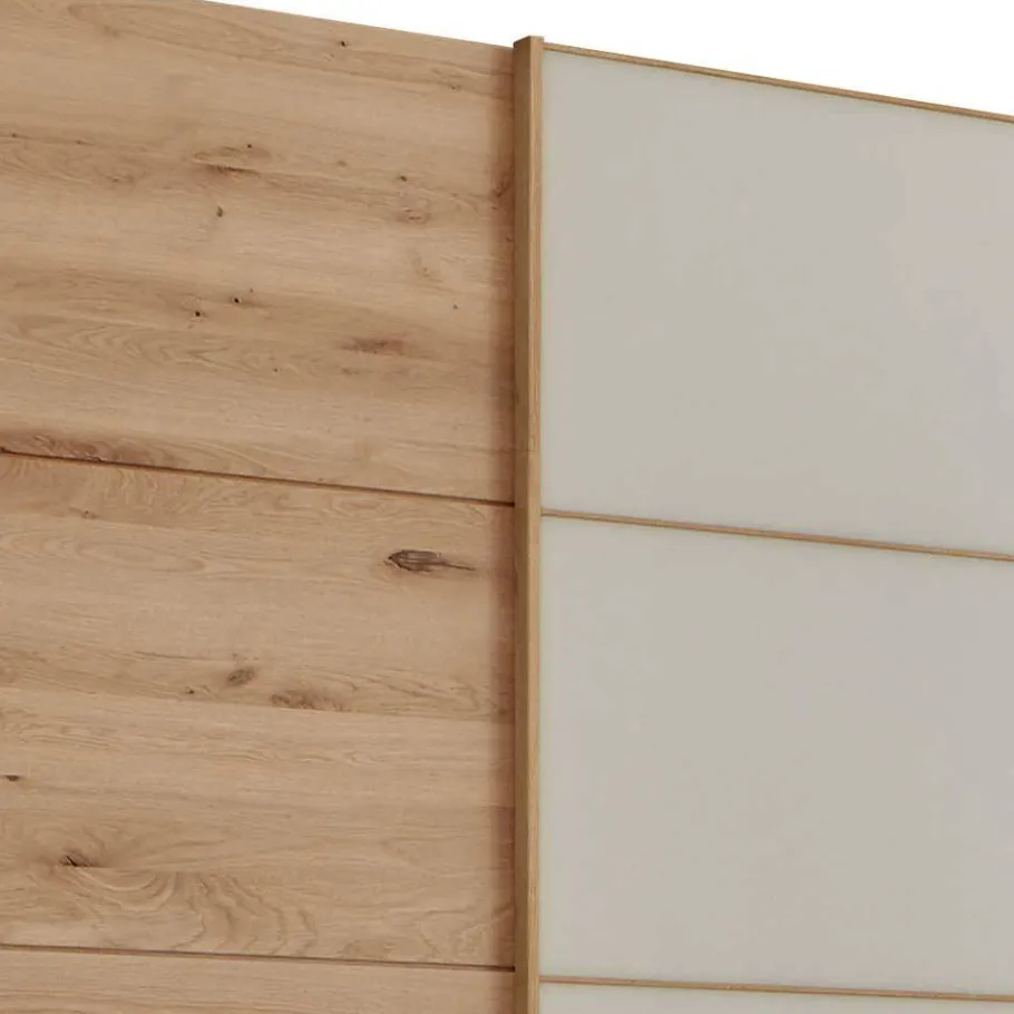 Clearance Wohnen Schiebetüren-Kleiderschrank in Beige Glas - Nikoba