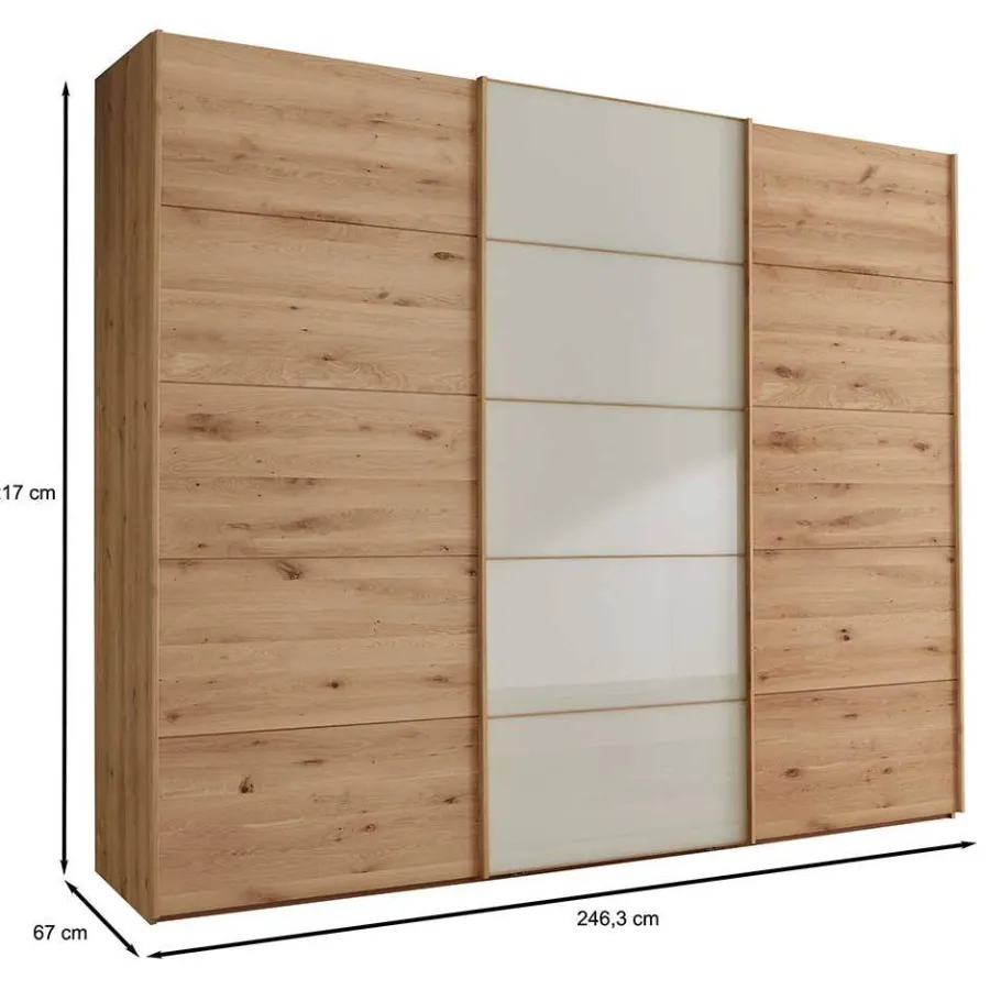 Clearance Wohnen Schiebetüren-Kleiderschrank in Beige Glas - Nikoba