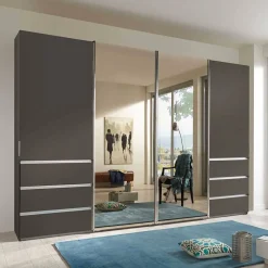 Best Wohnen Schiebetürenschrank in Braun mit Parsol Spiegeln - Moon