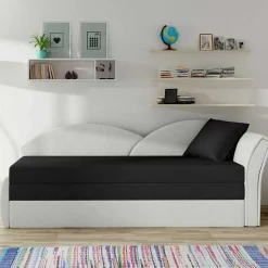 New Wohnen Schlaffunktion Recamiere in Offwhite und Schwarz - Asbrov