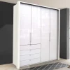 Discount Wohnen Schlafraum Kleiderschrank in Weiß Glas Front - Dolienca