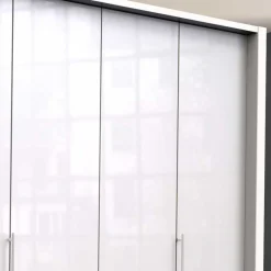 Discount Wohnen Schlafraum Kleiderschrank in Weiß Glas Front - Dolienca