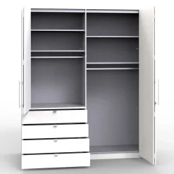 Discount Wohnen Schlafraum Kleiderschrank in Weiß Glas Front - Dolienca
