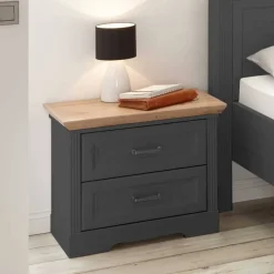 Hot Wohnen Schlafzimmer Bettanlage und Schrank Set - Zenuvra (vierteilig)