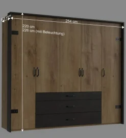 Online Wohnen Schlafzimmer Einrichtung Industrial - Bram (vierteilig)