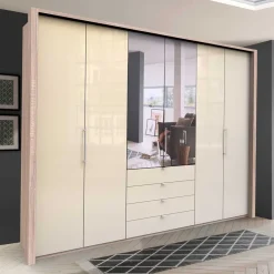 New Wohnen Schlafzimmer Kleiderschrank mit Spiegel Falttür - Rativian