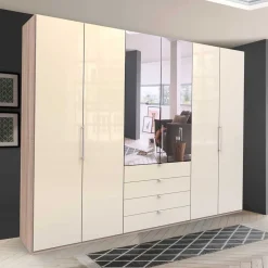 New Wohnen Schlafzimmer Kleiderschrank mit Spiegel Falttür - Rativian