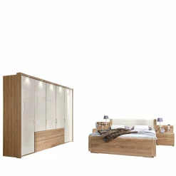 Online Wohnen Schlafzimmer komplett Anglesia in Creme und Eichefarben (vierteilig)