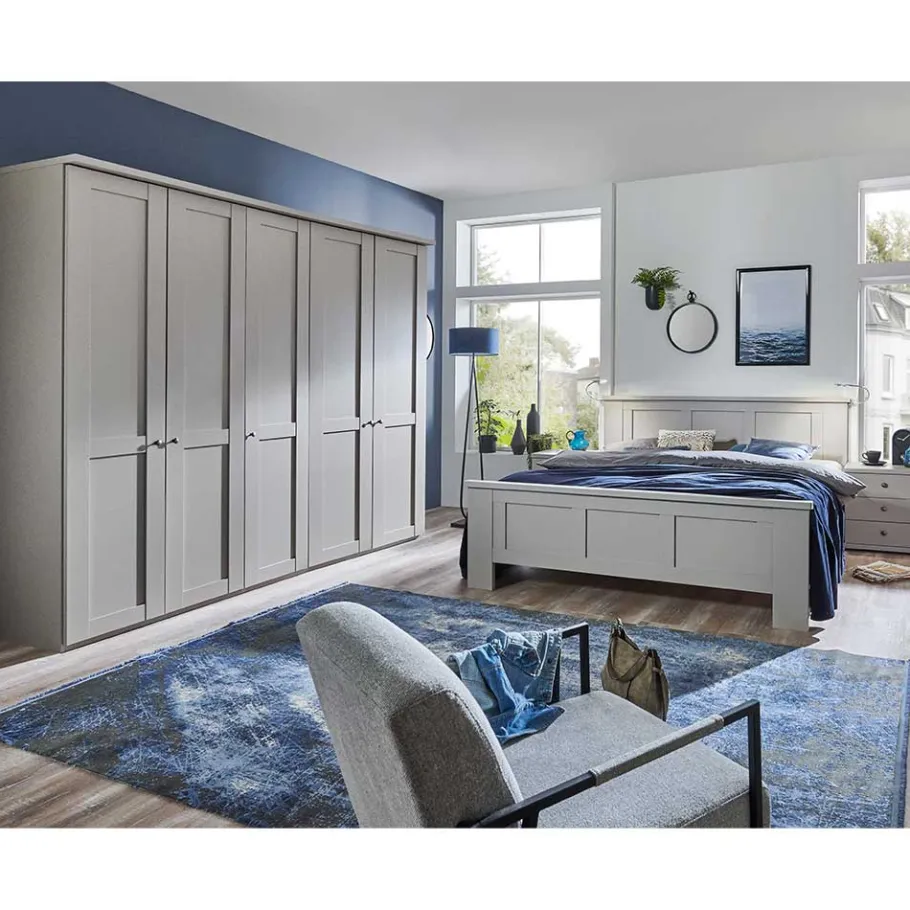 Wohnen Schlafzimmer Möbel Set in Hellgrau - Ridonna (vierteilig)