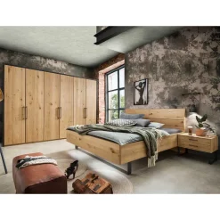 Hot Wohnen Schlafzimmer Möbel-Set in Wildeiche Bianco - Siestago (vierteilig)