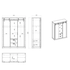 Hot Wohnen Schlafzimmer mit 140x200 Bett - Naiavio I (vierteilig)