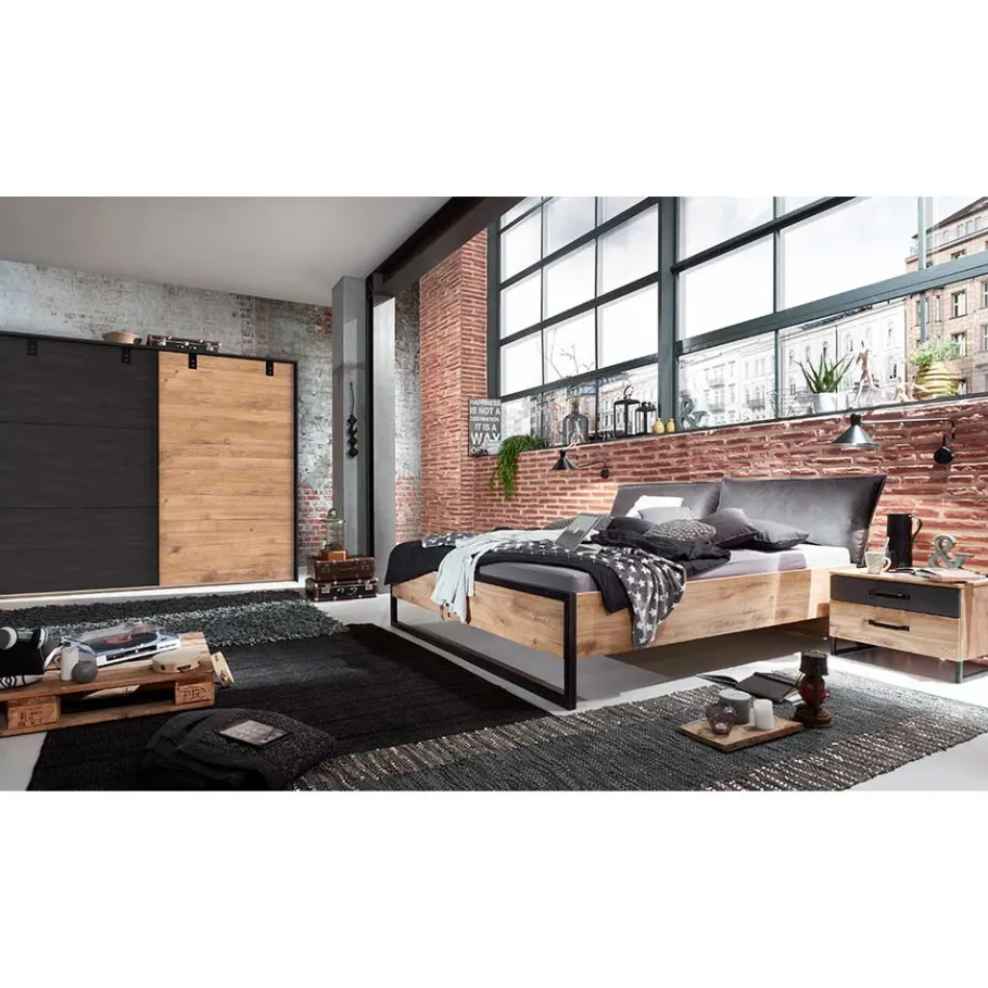 Outlet Wohnen Schlafzimmer Set Industry - Bram (vierteilig)