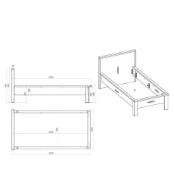Discount Wohnen Schlafzimmer Set mit Einzelbett - Tramos (dreiteilig)