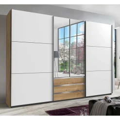 Clearance Wohnen Schlafzimmerkleiderschrank 4-türig & 3 Schubladen - Stufania
