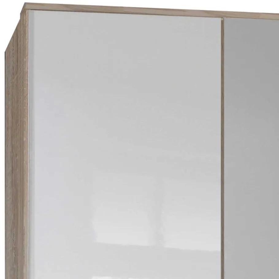 Clearance Wohnen Schlafzimmer-Kleiderschrank in Weiß HG & Eiche sägerau - Grands