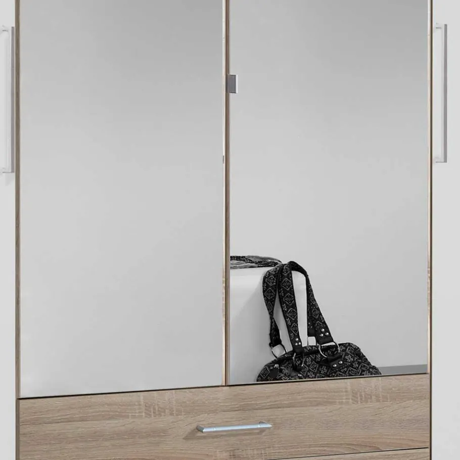Clearance Wohnen Schlafzimmer-Kleiderschrank in Weiß HG & Eiche sägerau - Grands