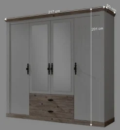 Outlet Wohnen Schlafzimmermöbel mit Bett 140x200 - Nedita (vierteilig)