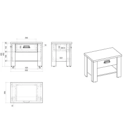 Outlet Wohnen Schlafzimmermöbel Set mit 90x200 Bett - Tramos (vierteilig)