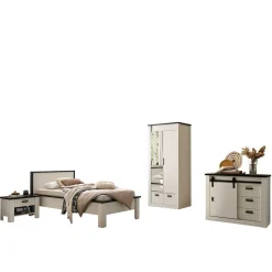 Outlet Wohnen Schlafzimmermöbel Set mit 90x200 Bett - Tramos (vierteilig)