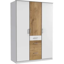 Discount Wohnen Schlafzimmerschrank in Weiß & Plankeneiche Dekor - Calassina I