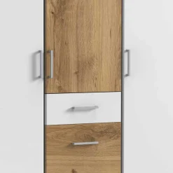 Discount Wohnen Schlafzimmerschrank in Weiß & Plankeneiche Dekor - Calassina I