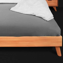Outlet Wohnen Schlichtes Holz Bett in Überlänge 220cm - Junola
