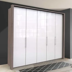 Best Wohnen Schrank in Weiß Glas & Eiche Dunkel - Empresian