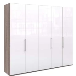 Best Wohnen Schrank in Weiß Glas & Eiche Dunkel - Empresian